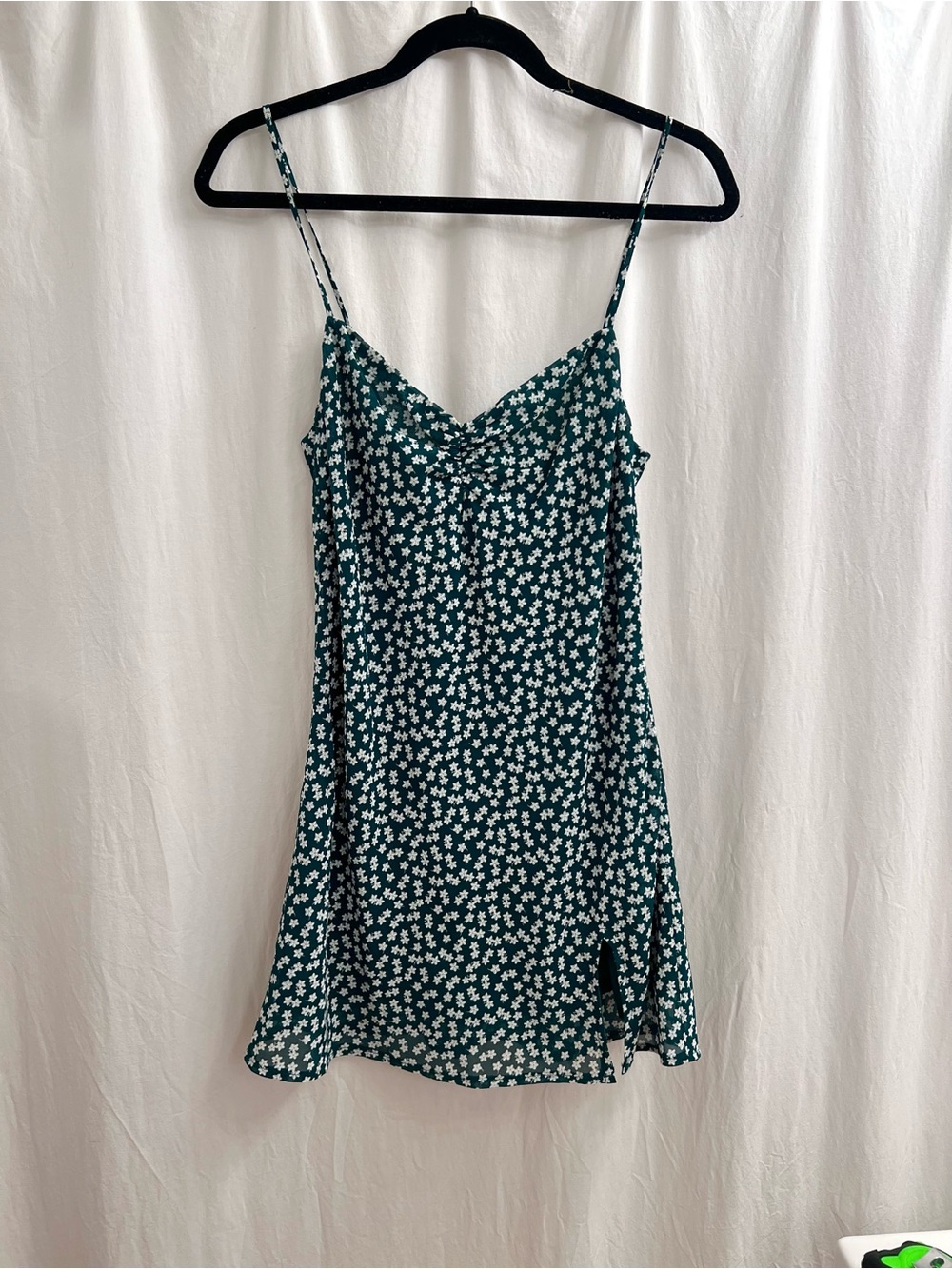 Green Floral Slip Dress with Spaghetti Straps
